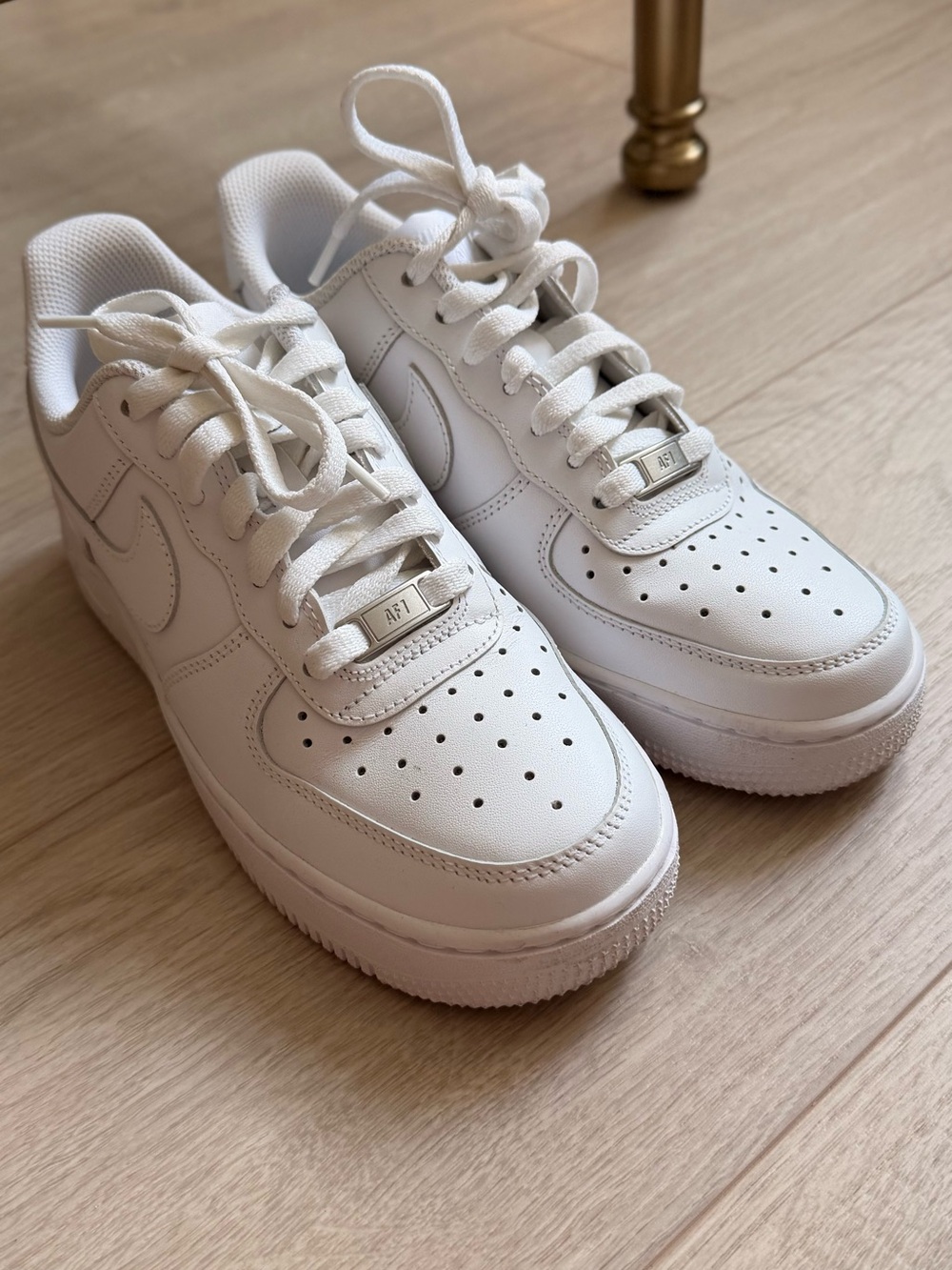 Nike Air Force 1 White Leather Low-Top Sneakers